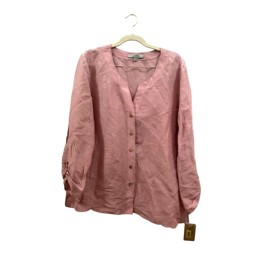 Nurture by Lamaze Dusty Rose Button-Front Linen silk Shirt size 12
